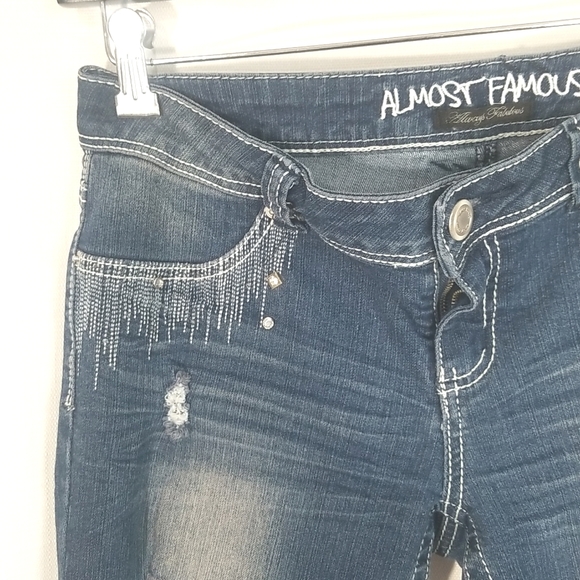 Almost Famous Distressed Blue Jean. Size 9 - Picture 2 of 13